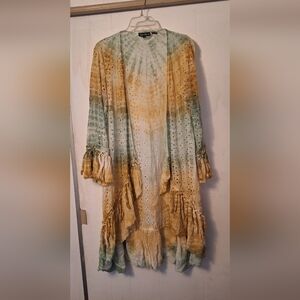 Tolani Collection Swimsuit cover up sz L Vacay Casual Cruise Denim Bohemian